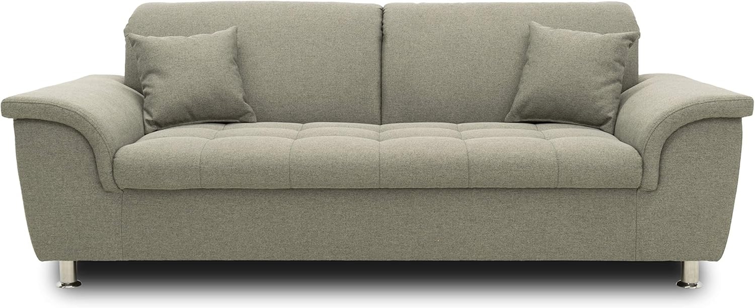 DOMO Collection Sofa Franzi, Sitzer Couch, 2,5er Garnitur mit Nackenfunktion, Polstergarnitur, grau-braun, 210 x 105 x 81 cm Bild 1