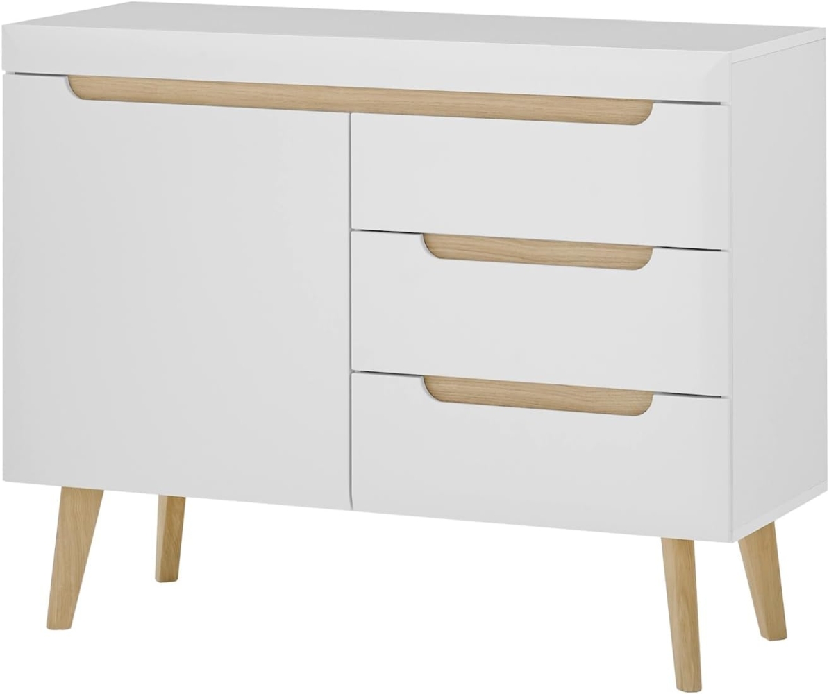 Sideboard Isgard in weiß und Eiche 107 cm Bild 1