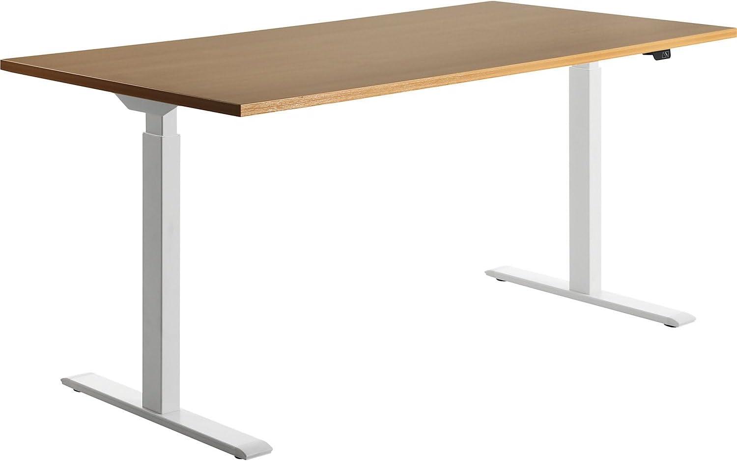 TOPSTAR | Schreibtisch | elektrisch höhenverstellbar | BxT 1600x800 mm | Platte Buche-Dekor | Gestell weiß Bild 1