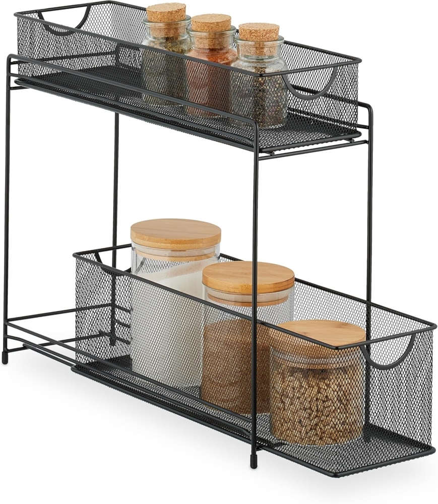 relaxdays Küchenregal Metall Küchenschrank Organizer, Schwarz Bild 1