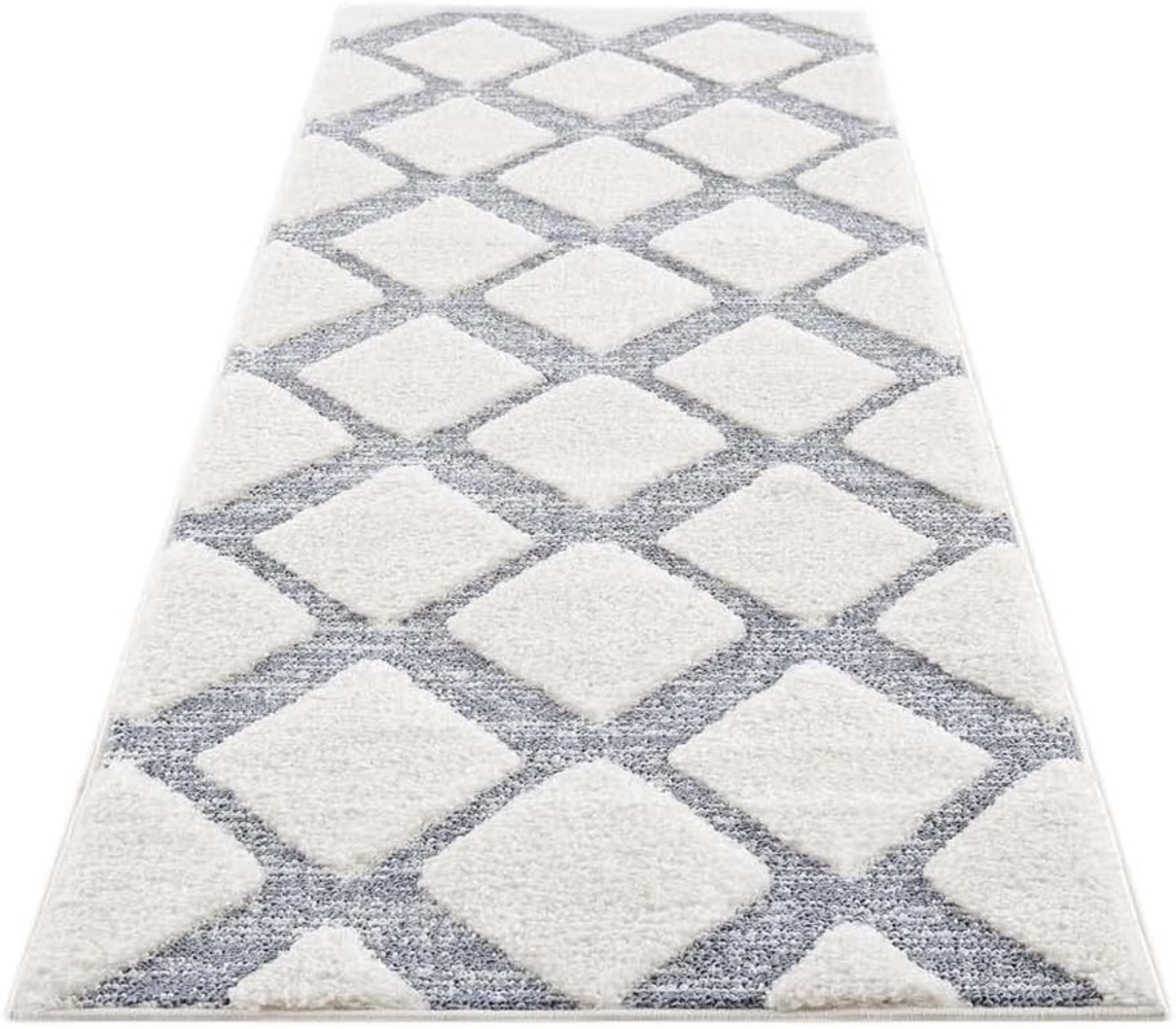 Carpet City Hochflor-Läufer Focus 4497, rechteckig, Höhe: 20 mm, besonders weich, Rauten-Optik, 3D-Effekt Bild 1