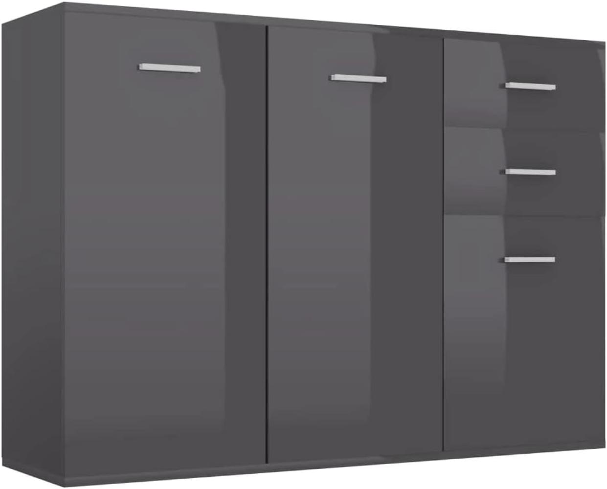 vidaXL Sideboard mit 3 Türen 2 Schubladen Highboard Kommode Standschrank Mehrzweckschrank Anrichte Schrank Hochglanz-Grau 105 x 30 x 75 cm Spanplatte Bild 1