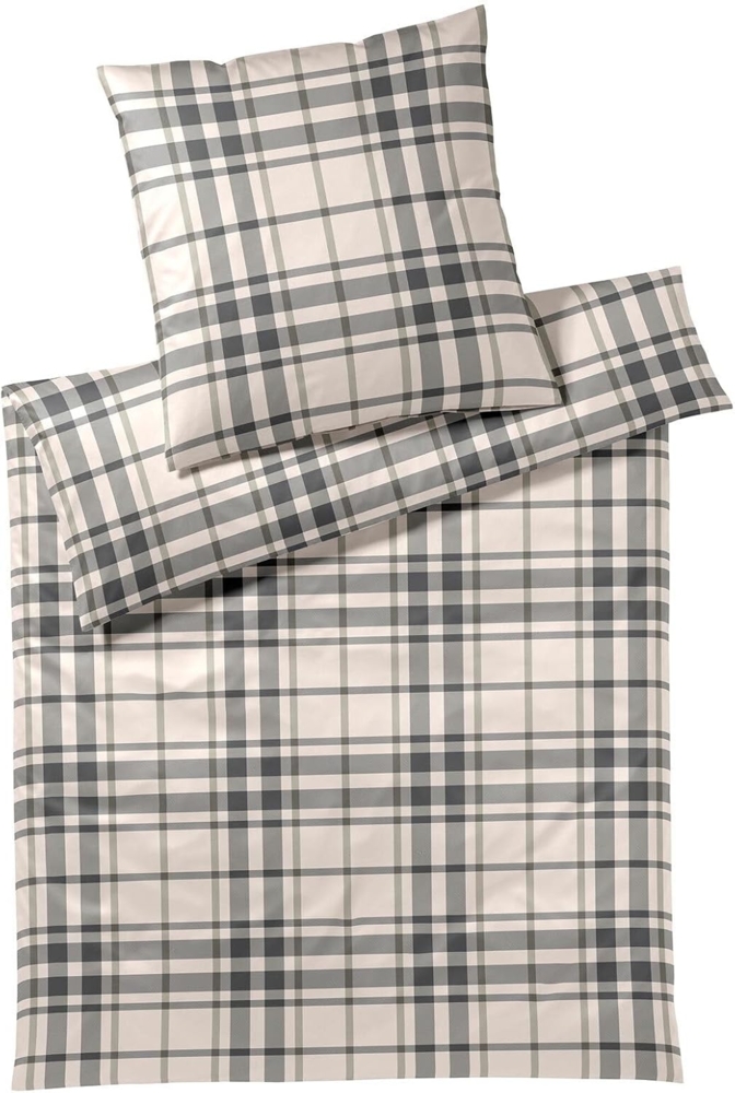 elegante Soft-Flanell Bettwäsche Alpenchic Karo natur|135x200 cm + 80x80 cm Bild 1