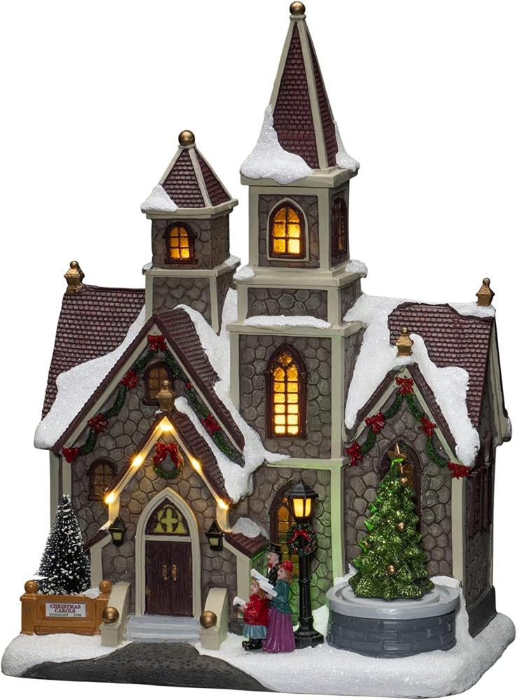 Konstsmide LED Szenerie "Kirche", mit Musik, wählbare Energiefunktion, 11 bunte Dioden, batteriebetrieben & USB, Innen, schwarzes Kabel, 3 x AA 1.5V (exkl.) - 4251-000, Bunt Bild 1