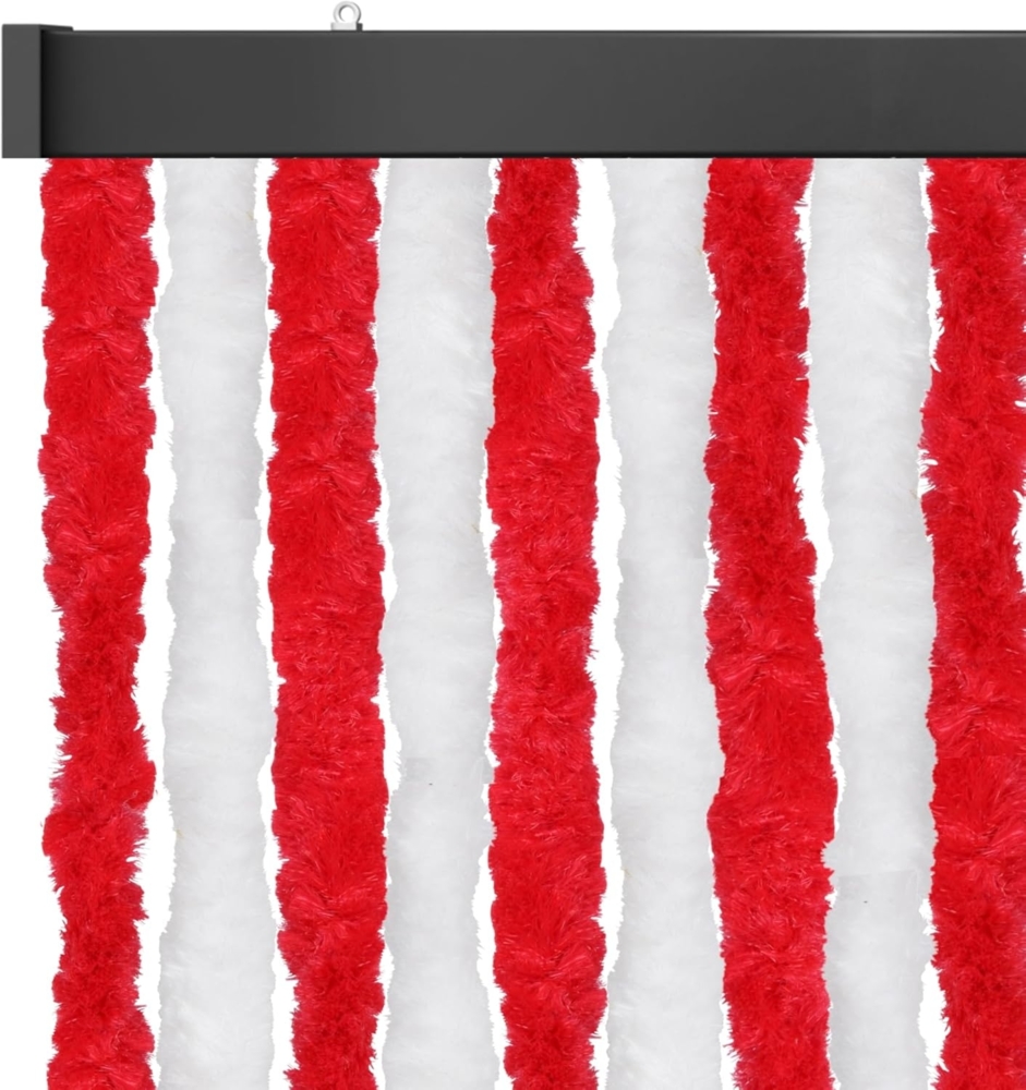 Flauschvorhang 100x200cm ( Rot-Weiß ), perfekter Insekten- und Sichtschutz für Ihre Balkon- und Terrassentür, viele Farben Bild 1