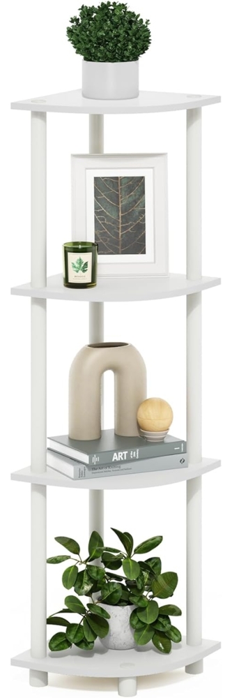 Furinno Turn-N-Tube 4-stufiges Eckregal-Mehrzweckregal, Weiß/Weiß Bild 1