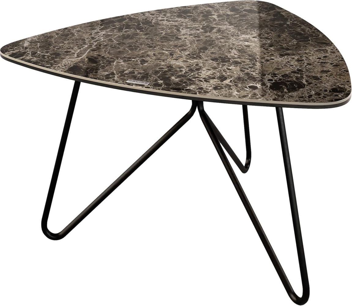 Couchtisch Ekrem 65x65 cm Keramik Laminam®Emperador Extra Lucidato Dunkelbraun Hairpin Metall Schwarz Bild 1