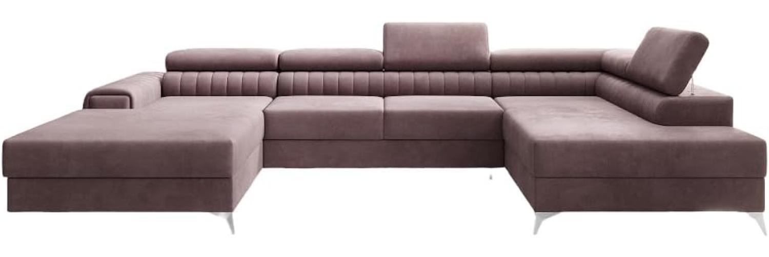 Designer Sofa Collina mit Schlaf- und Klappfunktion Samt Rosé Rechts Bild 1