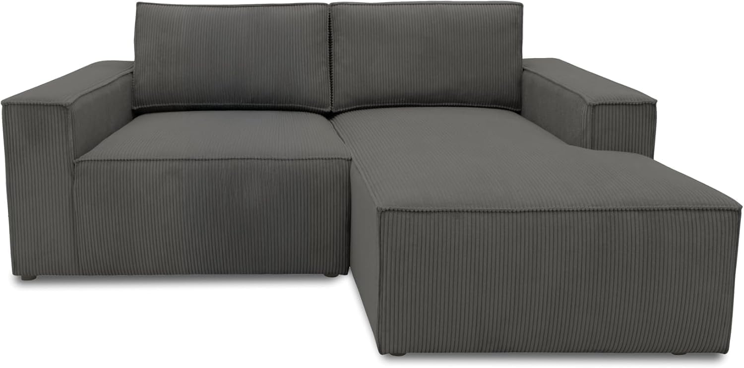 DOMO. collection Ecksofa 800 021, kleine Couch in L-Form mit Cordstoff, Modulsofa mit Taschenfederkern, Sofa, Polsterecke, Eckcouch 198 x 172 x 85 cm (BxTxH), dunkelgrau Bild 1