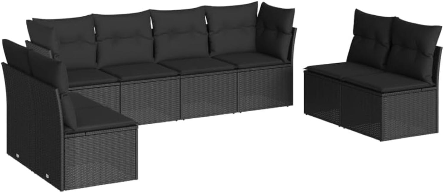 vidaXL 8-tlg. Garten-Sofagarnitur mit Kissen Schwarz Poly Rattan 3217445 Bild 1