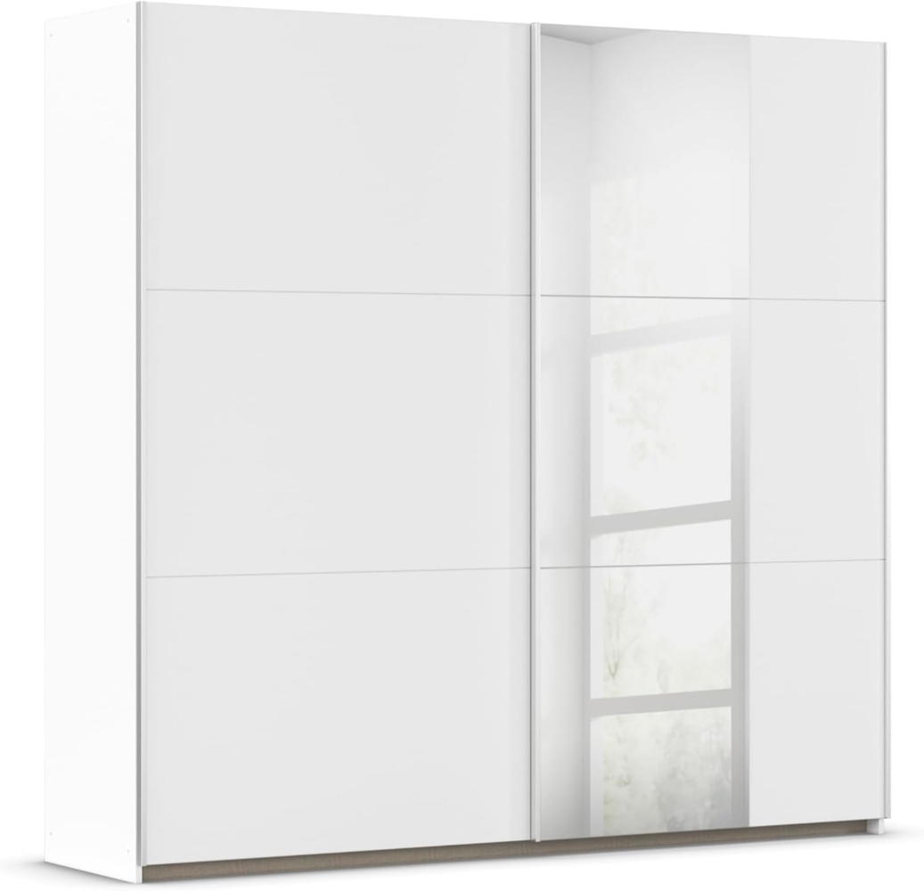 Rauch Möbel Santiago Schrank Schwebetürenschrank Weiß mit Spiegel 2-türig inkl. Zubehörpaket Classic 4 Einlegeböden, 2 Kleiderstangen, 1 Hakenleiste, BxHxT 218 x 210 x 59 cm Bild 1