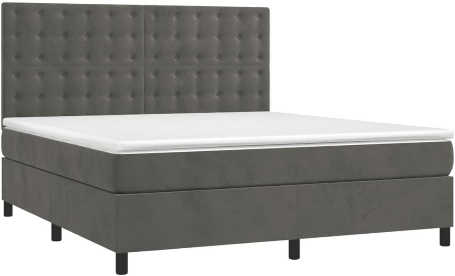 vidaXL Boxspringbett mit Matratze & LED Dunkelgrau 180x200 cm Samt 3136378 Bild 1