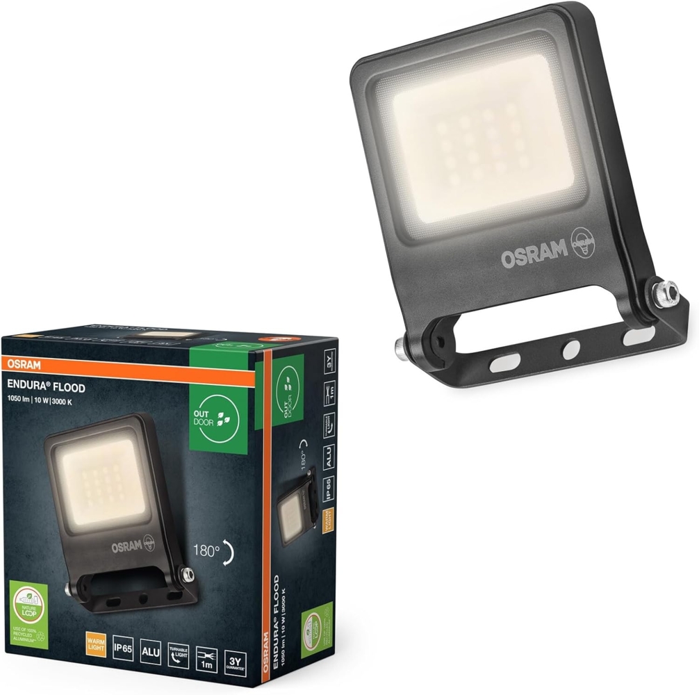 Osram Außenleuchte Endura Flood 10W PCR dunkelgrau warmweiß Bild 1