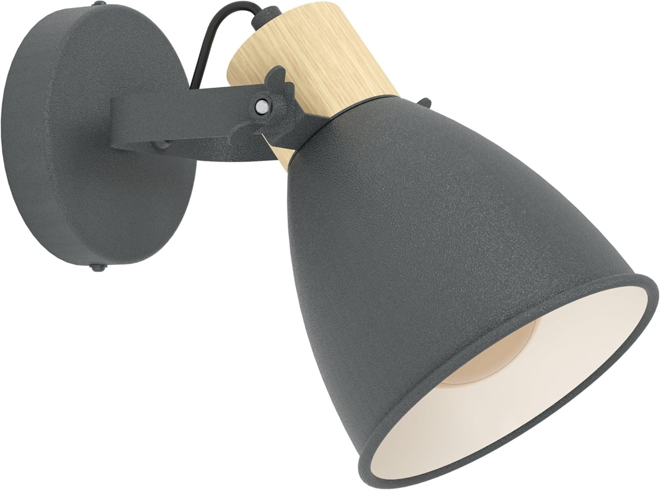 Eglo 99074 Spotleuchte COSWARTH E27 1X25W Stahl, Holz anthrazit, creme-weiß, braun L:14 H:20cm dimmbar Bild 1