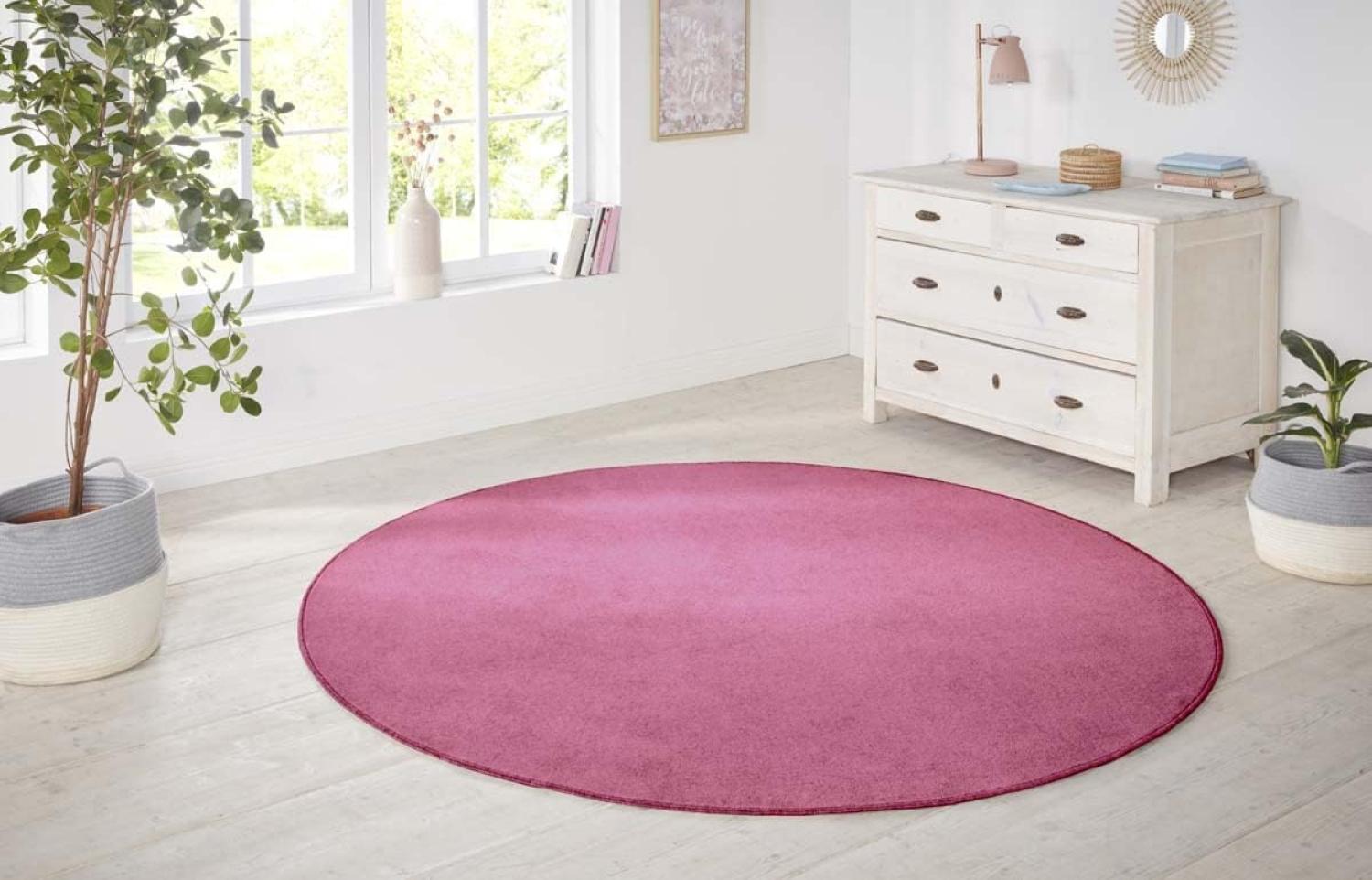 Kurzflor Teppich Nasty, rund - pink - 133 cm Durchmesser Bild 1