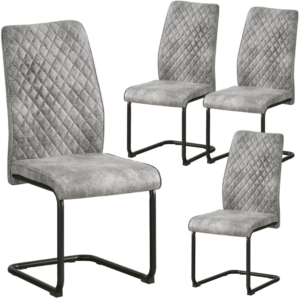 B&D home Freischwinger THEO (4er Set, 4 St), Esszimmerstuhl, kippsicher, gepolstert, pulverbeschichtet Bild 1
