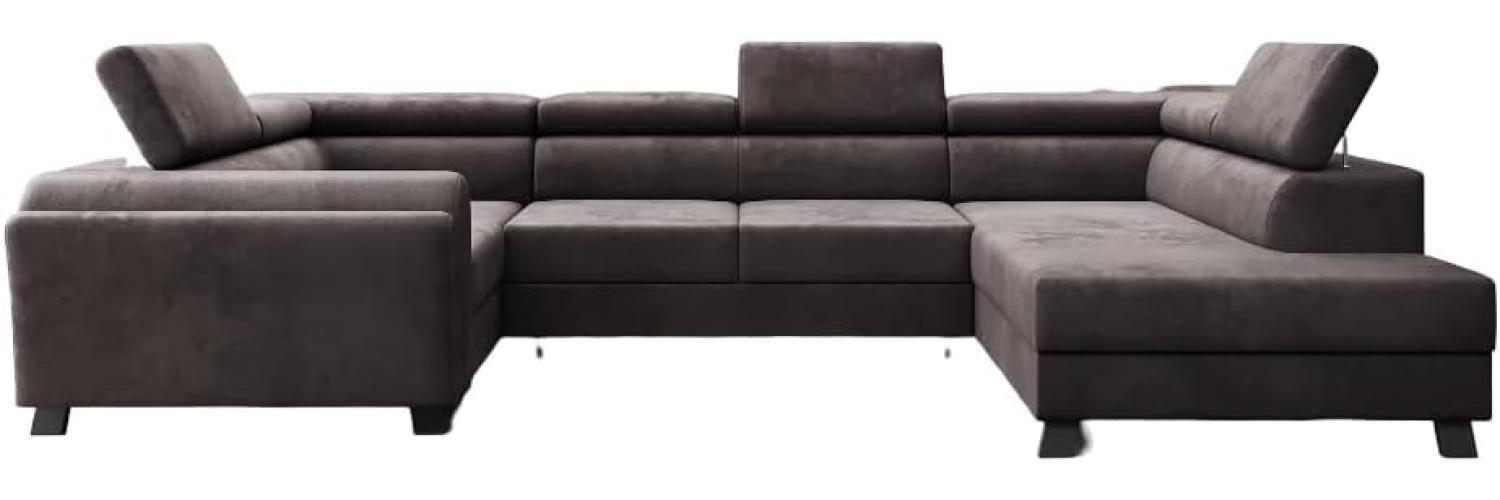 Designer Sofa Emilio mit Schlaf- und Klappfunktion Samt Dunkelbraun Rechts Bild 1