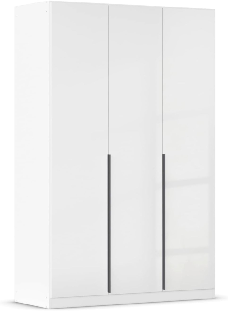 Rauch Möbel Alabama, Kleiderschrank, Garderobe, 3-türig, Zubehör Premium, 2 Kleiderstangen, 7 Einlegeböden, Schubladeneinsatz, Farbe Hochglanz Weiß/Weiß, Griff Grau metallic, 136 x 229 x 54 cm Bild 1