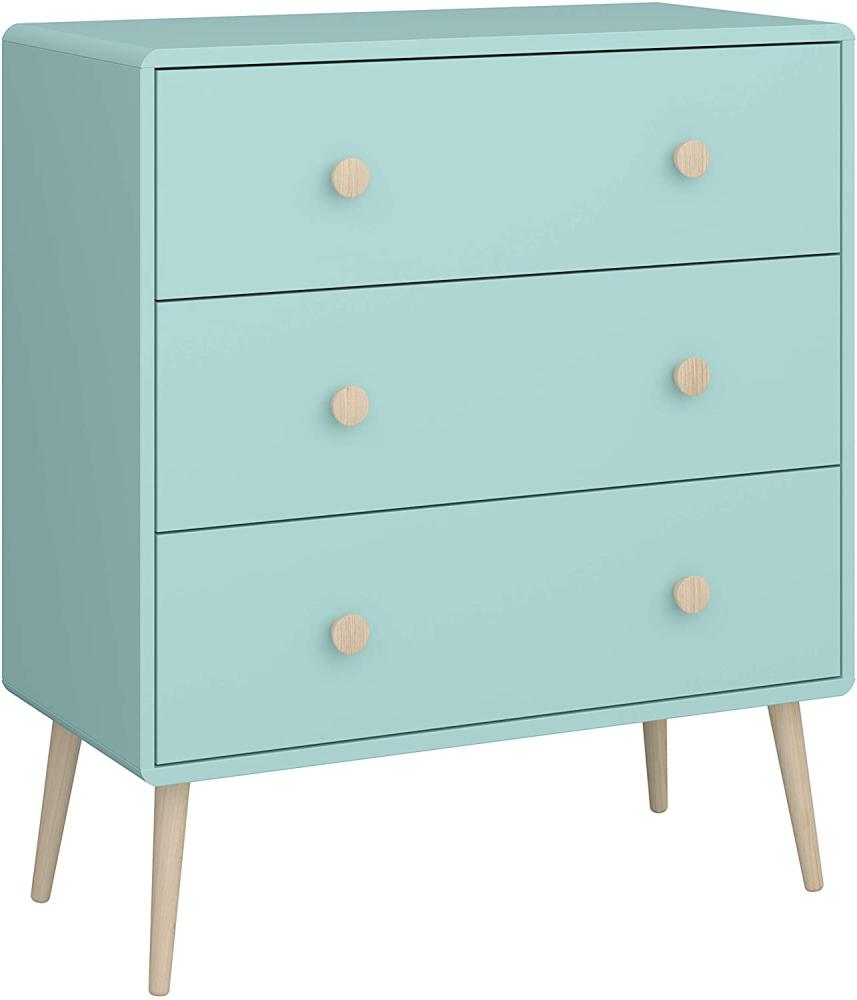 Steens GAIA Kommode, 81 x 93 x 40 cm (B/H/T), aus MDF Holz in Minze, breit, 3 Schubladen Bild 1