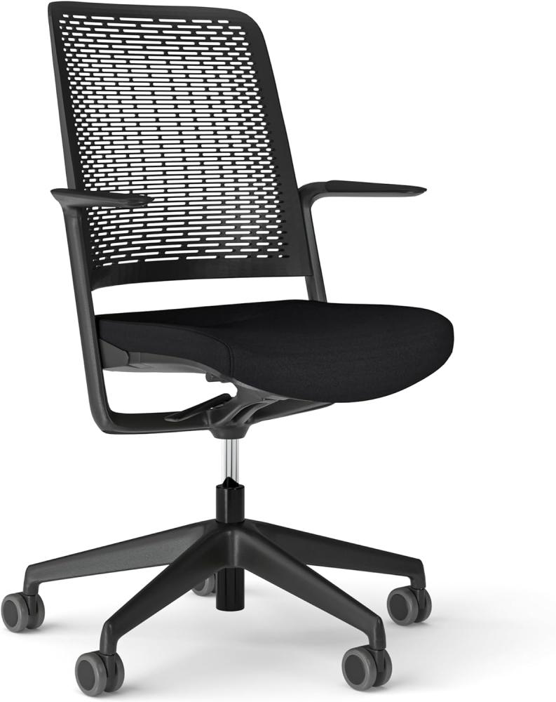 Nowy Styl WithME Bürostuhl, Arbeitsdrehstuhl, profilierte Rückenlehne, Konferenzraum, ergonomisch, Homeoffice, schwarz/schwarz Bild 1