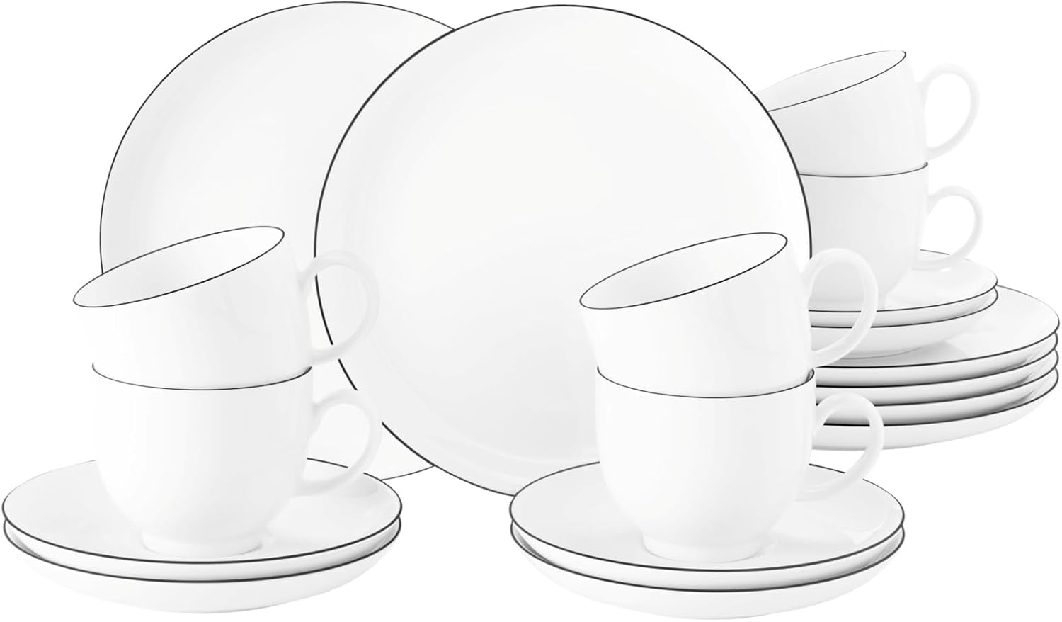 Seltmann Weiden Lido Black Line Kaffeeservice rund 18-teilig Bild 1