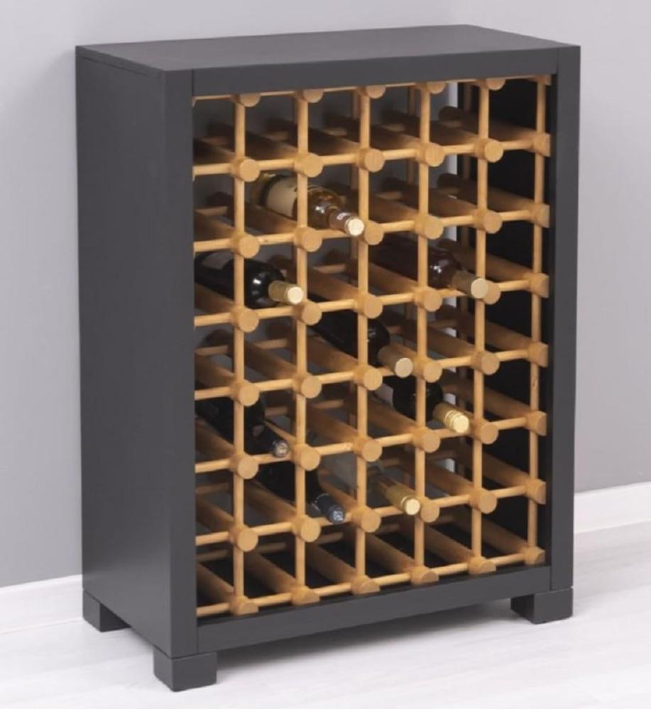 Casa Padrino Landhausstil Massivholz Weinschrank Schwarz / Naturfarben 68 x 35 x H. 68 cm - Massivholz Weinregal im Landhausstil - Massivholz Bar Möbel - Landhausstil Bar Möbel Bild 1