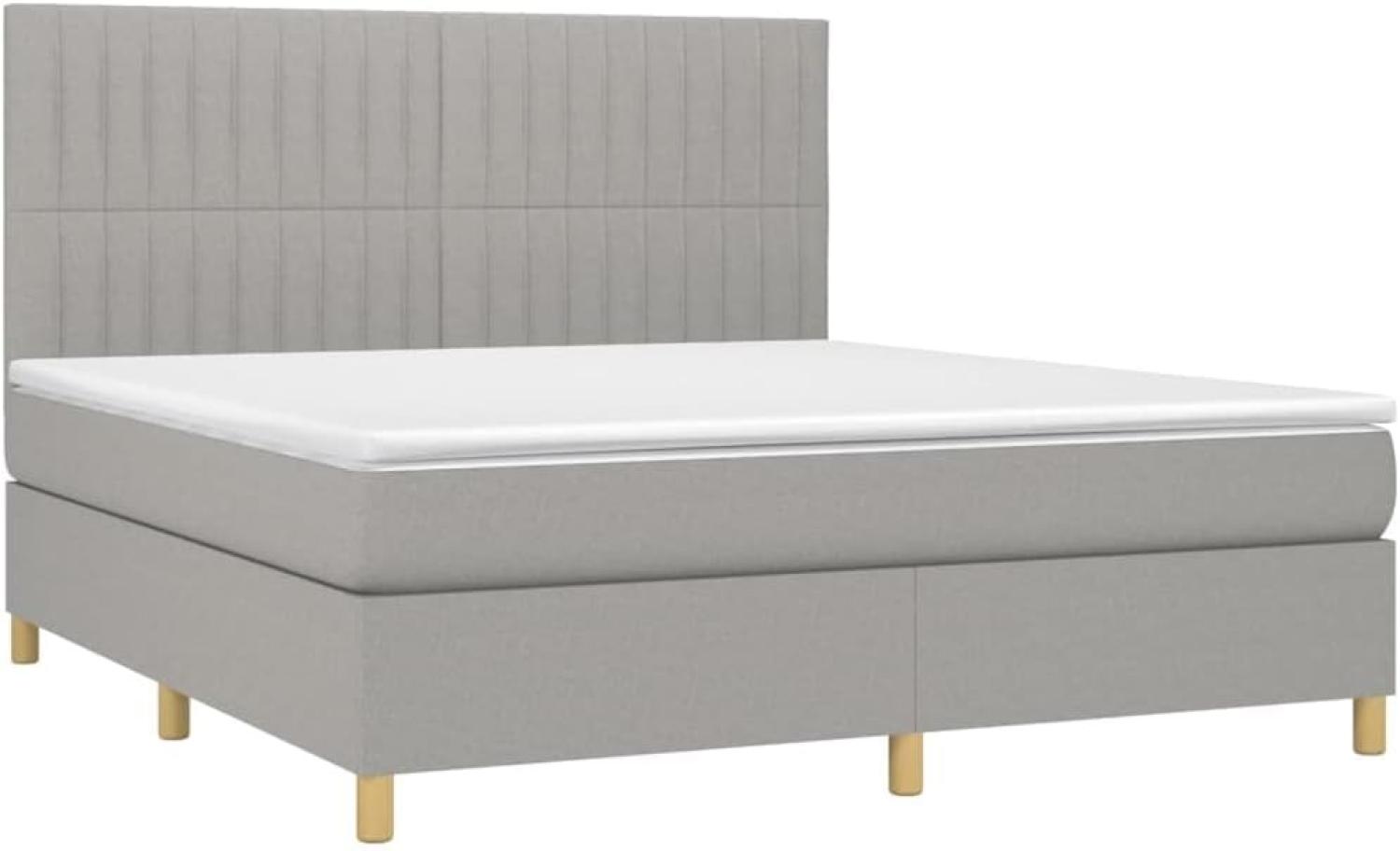 vidaXL Boxspringbett mit Matratze Hellgrau 180x200 cm Stoff, Härtegrad: H2 [3142513] Bild 1