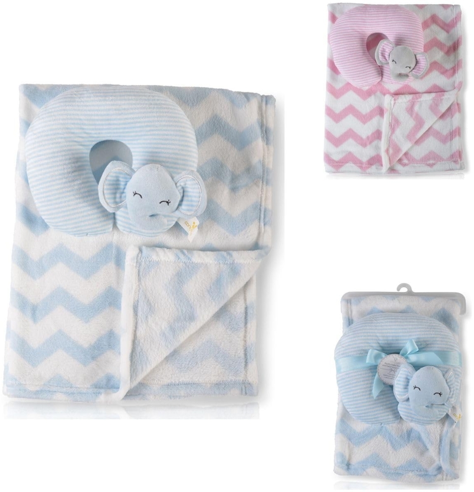 Cangaroo Babydecke Sammy Größe 90 x 75 cm kuschelige Babydecke Nackenkissen blau Bild 1