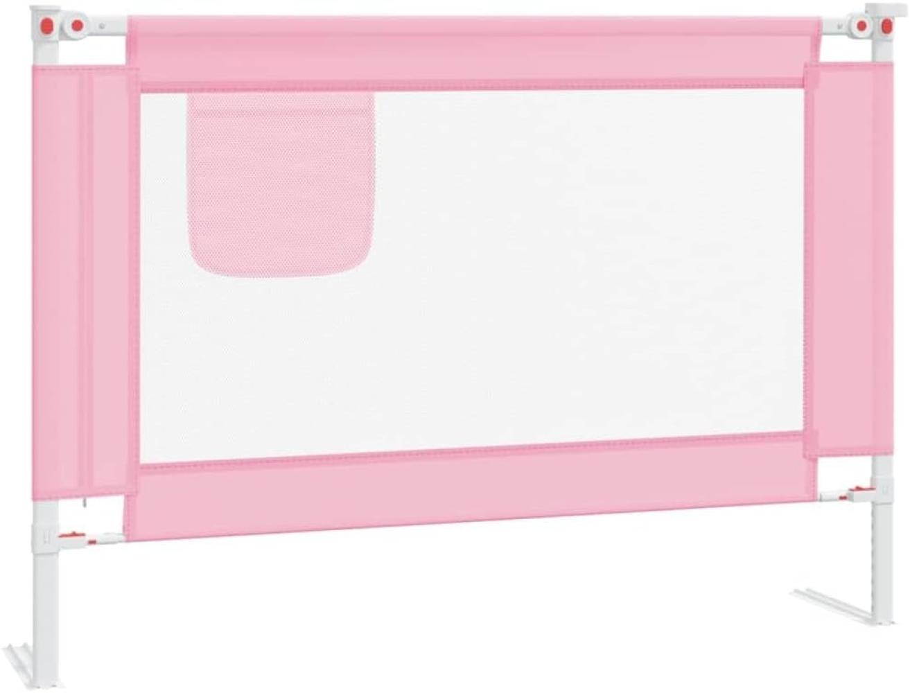 vidaXL Kleinkind Bettschutzgitter Bettgitter Kinderbettgitter Babybettgitter Gitter Kinderbett Babybett Rausfallschutz Rosa 90x25 cm Stoff Bild 1