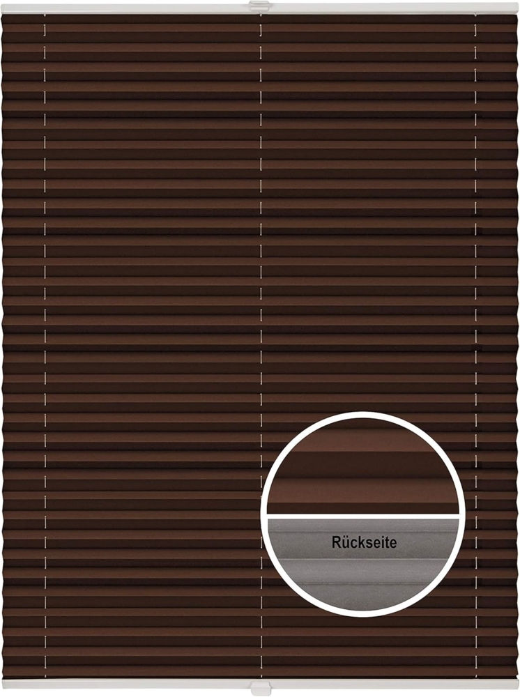 ondeco Plissee Thermo ohne Bohren mit Klemmträger,Sonnenschutz für Fenster innen, lichtschutz und Blickdicht, Faltrollo Sichtschutz für Tür, Jalousie Rollo leicht verdunkelnd - Dunkelbraun - 70x130 cm Bild 1
