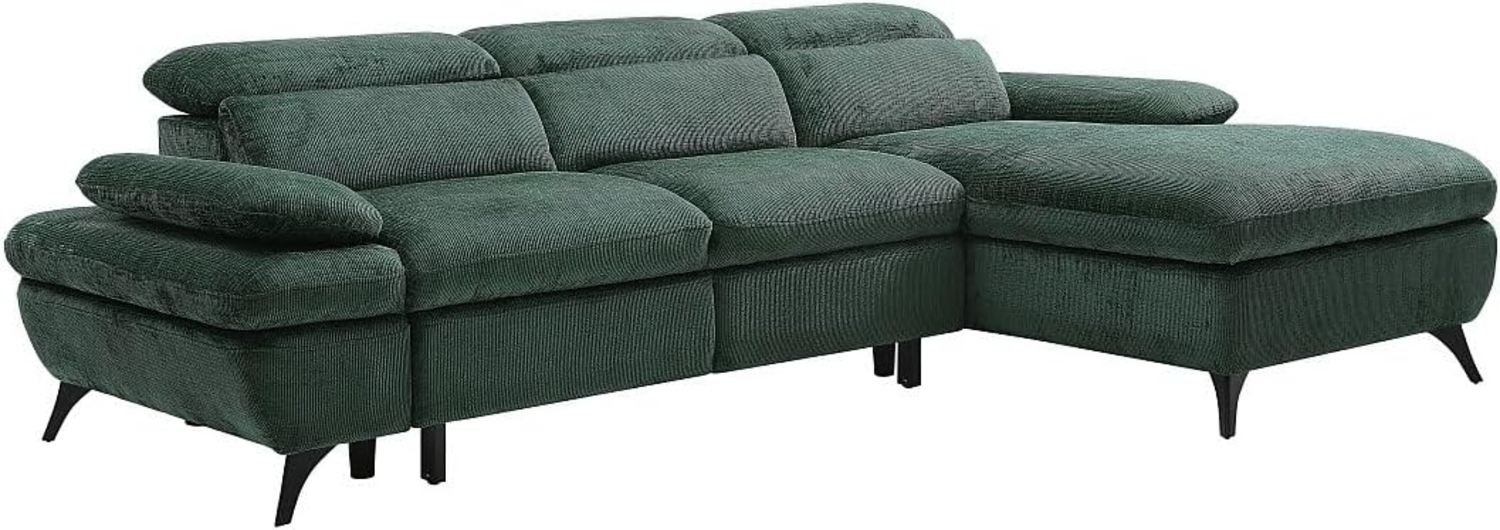 Vente-unique - Ecksofa mit Schlaffunktion - Ecke rechts - Strukturstoff - Grün - SURDELI Bild 1