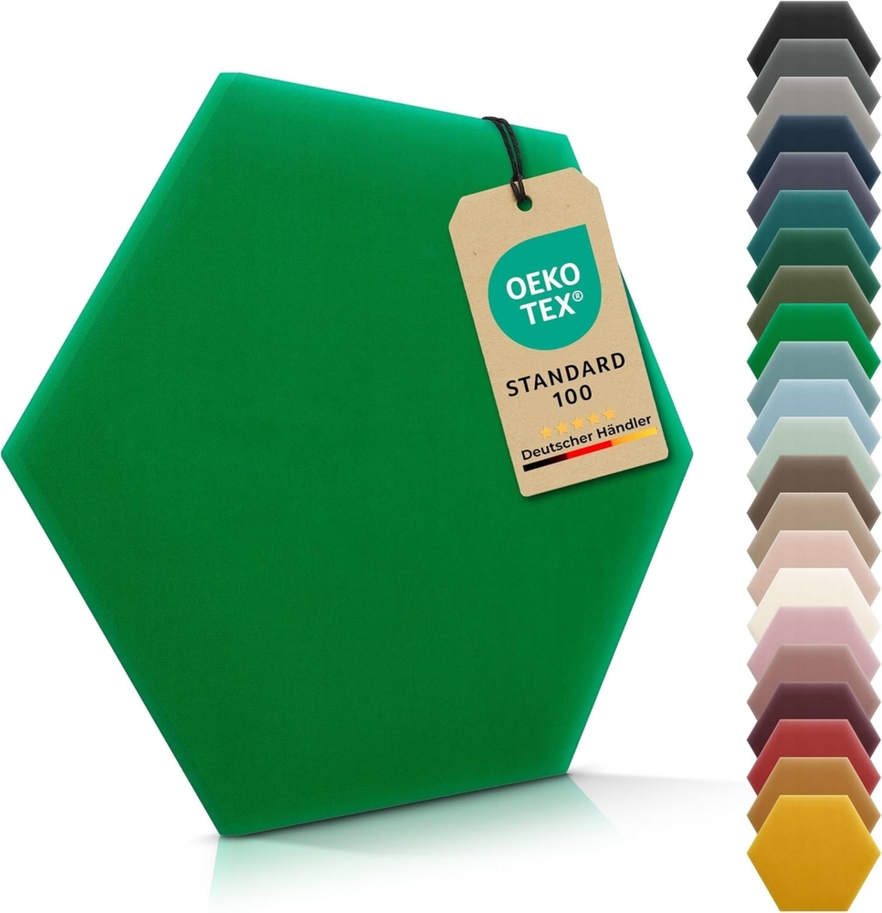 VELUYA Wandpolster Polsterpaneele Hexagon – Samt, Wandkissen 26x30 cm, Polsterplatte, Oeko-TEX, Made in EU, Hellgrün M21 Bild 1