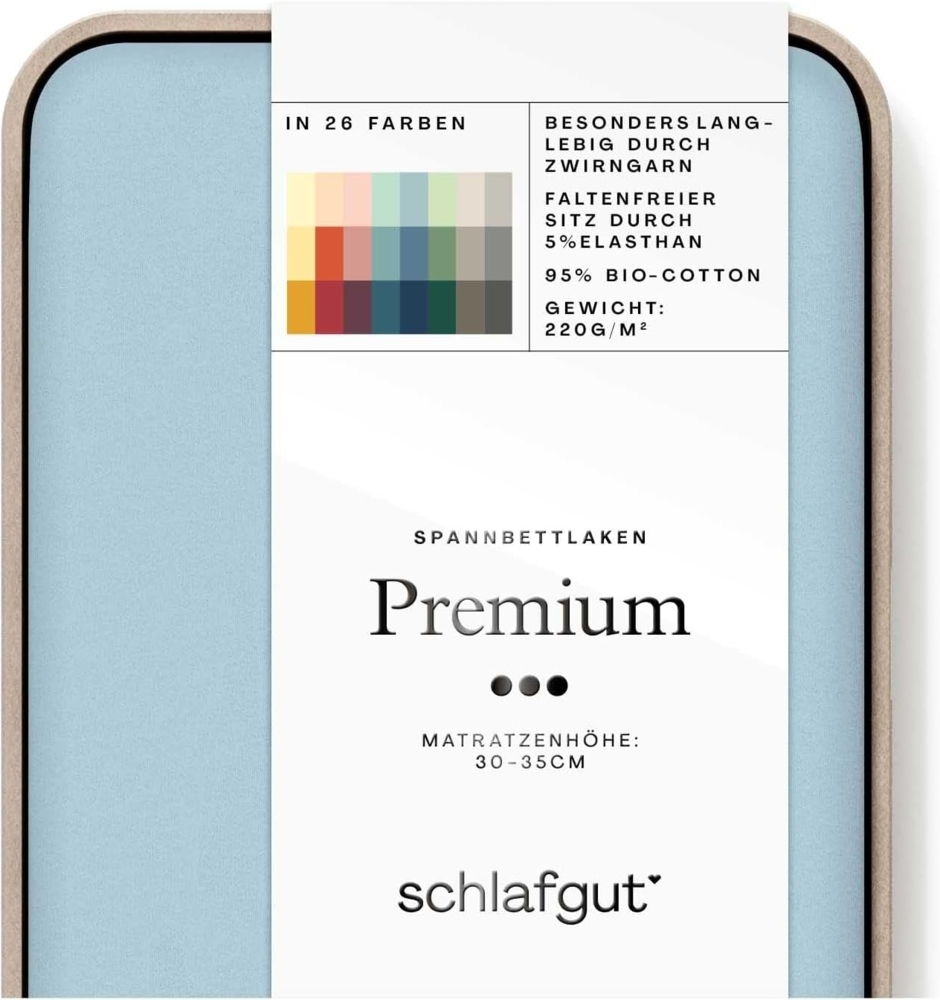 Schlafgut Spannbettlaken Premium, Mako-Zwirn-Jersey, Gummizug: rundum, (1 Stück), Zero Waste Verpackung, PREMIUM Qualität Bild 1