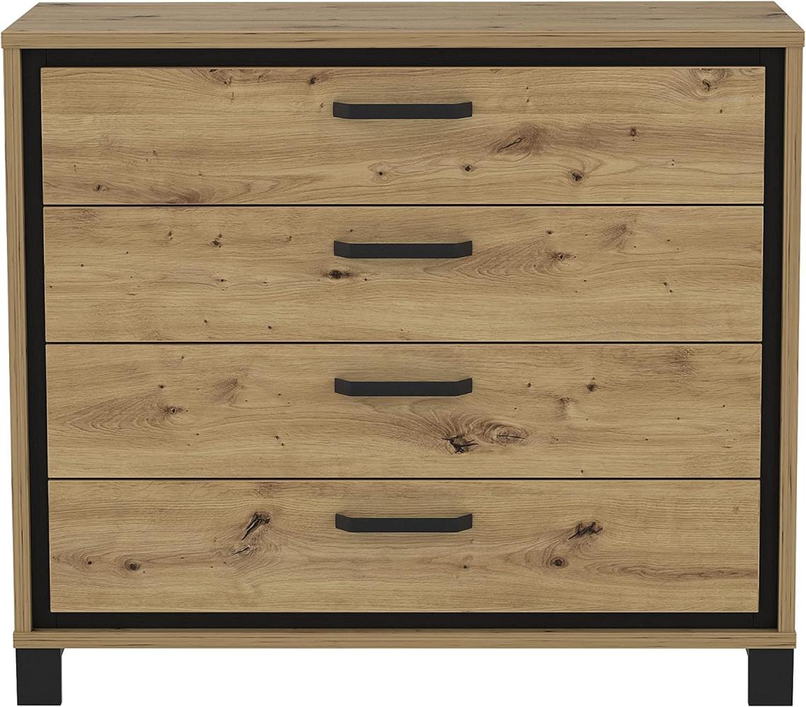 FORTE Trondheim Kommode, Holzwerkstoff, Schwarz/Braun, 104,7 x 81,3 x 41,5 cm Bild 1