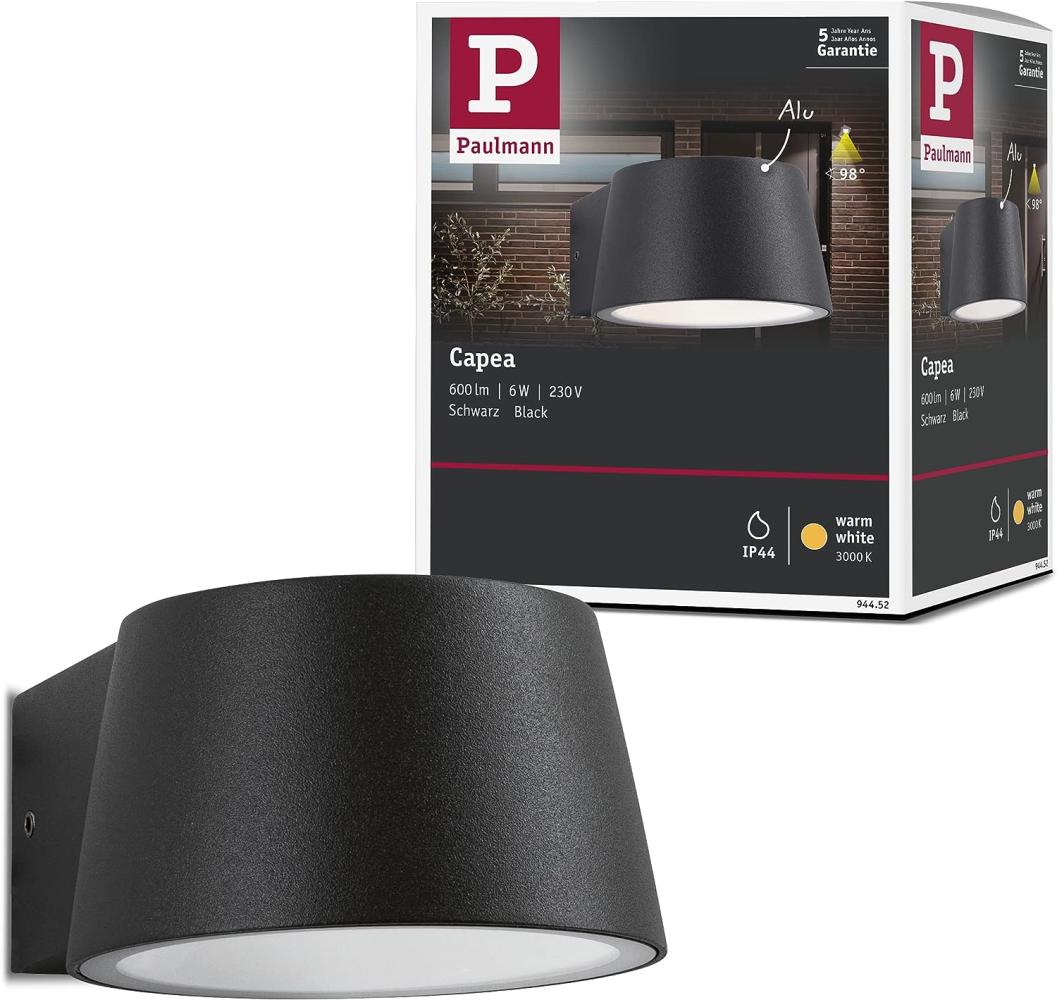 Paulmann No. 94452 Outdoor Wandleuchte Capea Schwarz IP44 6W 3000K Bild 1