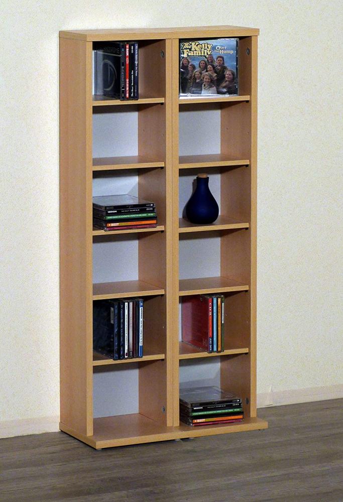 VCM Regal DVD CD Rack Möbel Aufbewahrung Holzregal Standregal Sammelregal Anbauprogramm Buche 92x42x20 cm "Milano" Bild 1