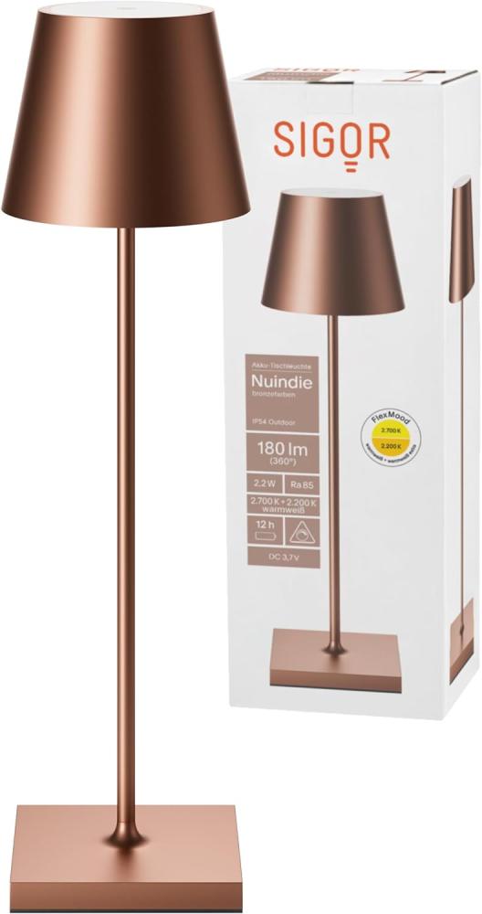 LED Tischleuchte, bronze, Touchdimmer, Akku, H 38 cm Bild 1