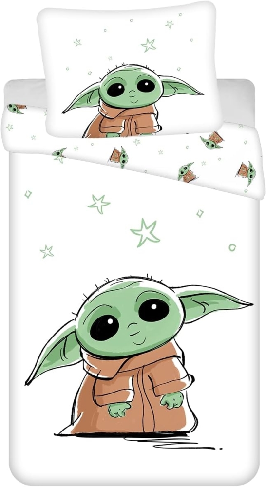 Tinisu Bettwäsche Star Wars Grogu Bettwäsche - weiche Baumwolle 140x200 cm Baby Yoda Bild 1