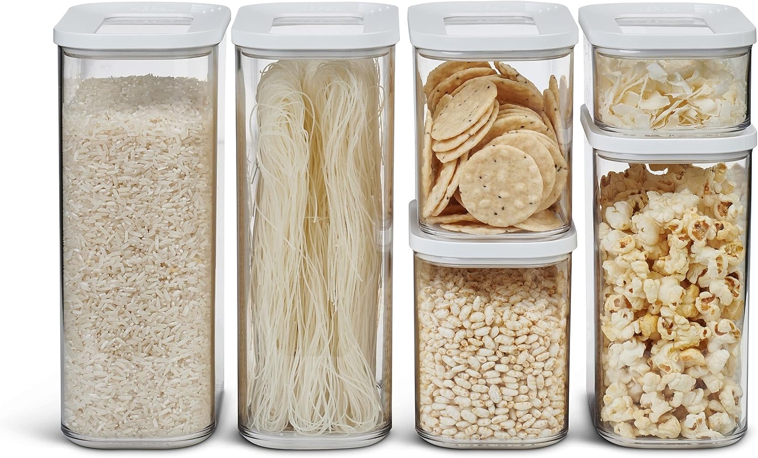 Mepal | Modula Vorratsdosen Set 6-teilig | praktisches Design | unterschiedliche Größen: 2 x 2000 ml, 1 x 1500 ml, 2 x 1000 ml, 1 x 425 ml | ideal für trockene Lebensmittel | Frischhaltedosen & Ordnungsboxen in Weiß Bild 1