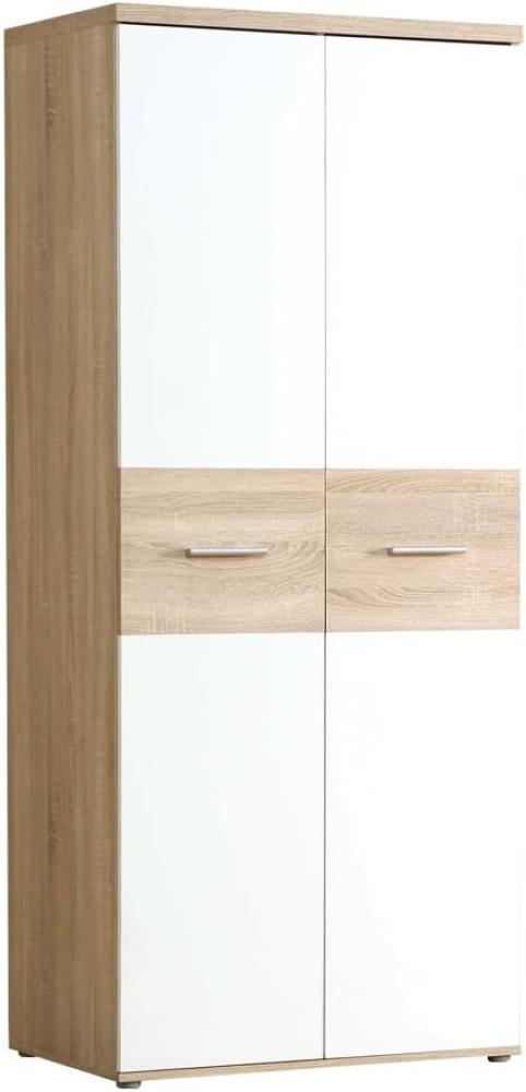 Kleiderschrank Wisal 3 Sonoma Eiche weiß 80 x 189 x 53 cm Bild 1