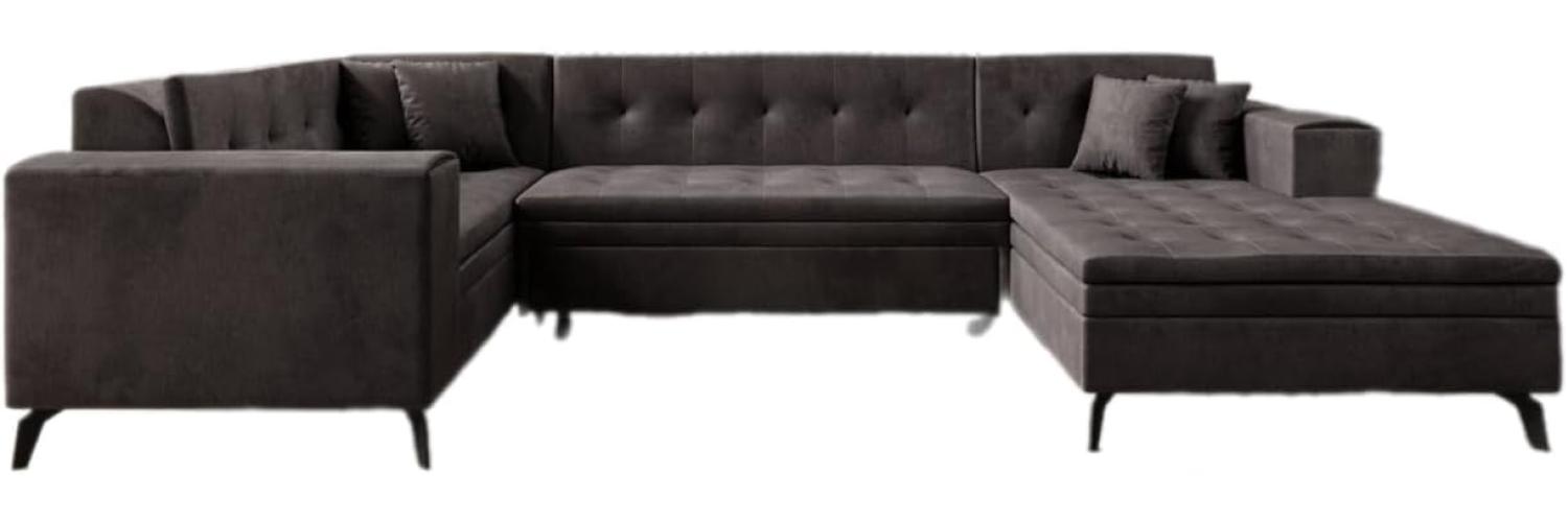 Designer Sofa Neola mit Schlaffunktion Samt Dunkelbraun Rechts Bild 1