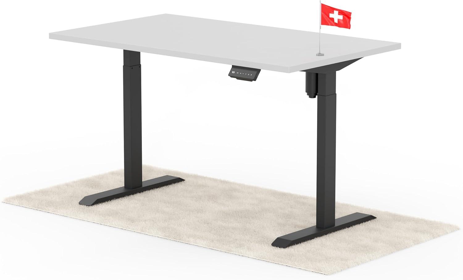 elektrisch höhenverstellbarer Schreibtisch ECO 140 x 80 cm - Gestell Schwarz, Platte Grau Bild 1