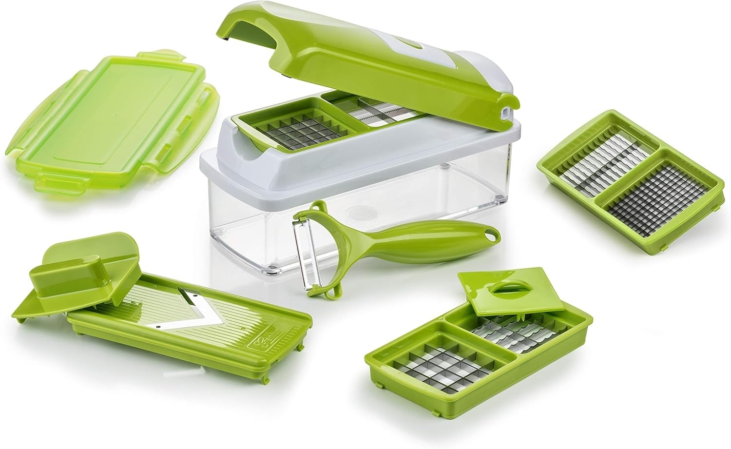 Genius Topf-Set Nicer Dicer Smart Gemüse Obst Schneider, 10 tlg. Zerkleiner für Würfel Mandoline Gemüse Obst Hobel Bild 1