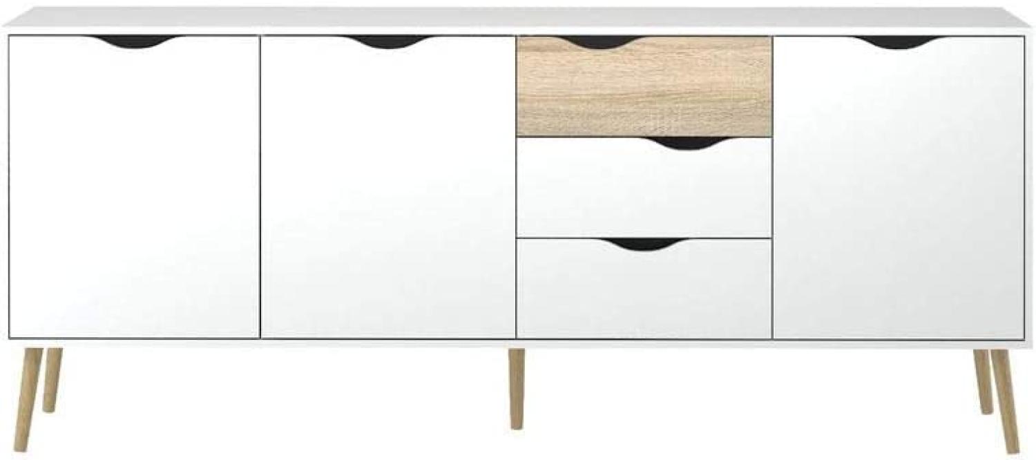 Sideboard NAPOLI Kommode Anrichte Schrank Highboard weiß/Eiche Dekor Landhaus Bild 1