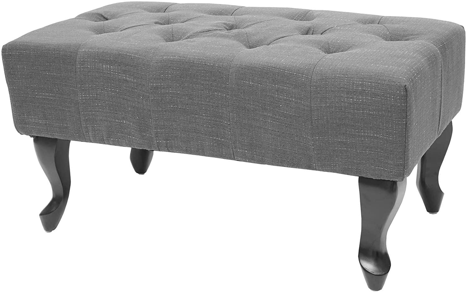 Ottomane Chesterfield, Sitzhocker Fußablage Hocker, wasserabweisend Stoff/Textil 39x77x47cm ~ dunkelgrau Bild 1