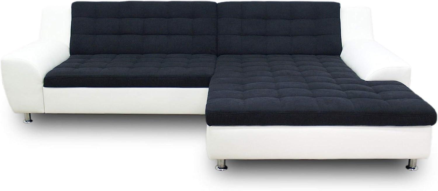 DOMO. collection Morton Ecksofa, Sofa in L-Form, Eckcouch, Polstergarnitur mit Schlaffunktion, 304x200x84 cm in schwarz/weiß Bild 1