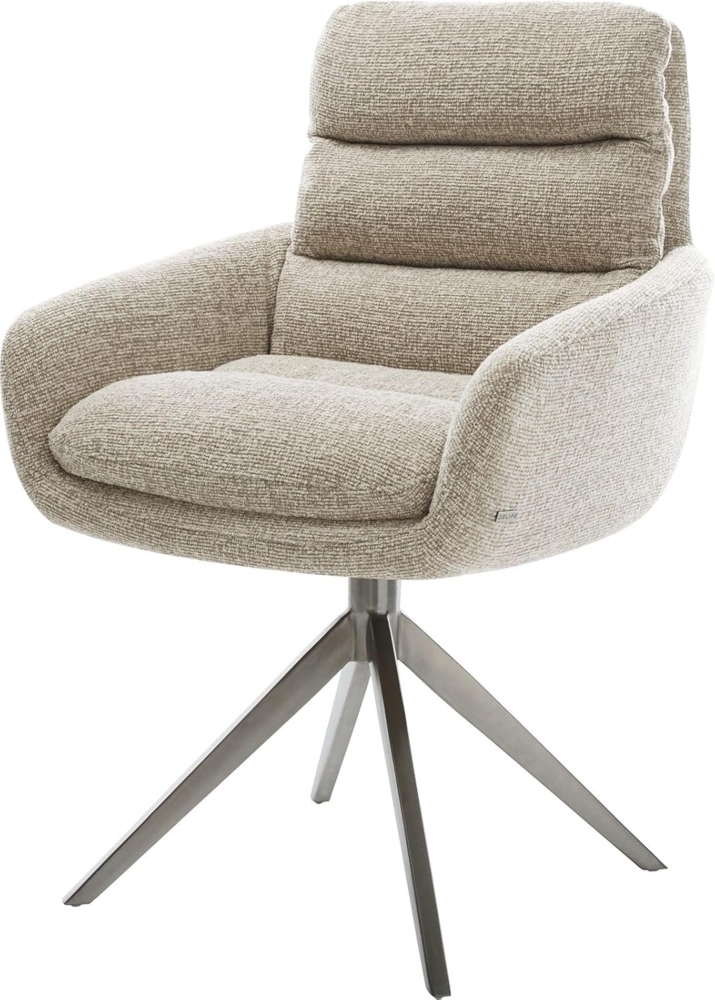 Drehstuhl Abelia-Flex mit Armlehnen Webstoff Soft Beige Kreuzgestell breit Graphit 360° drehbar Wippfunktion Bild 1