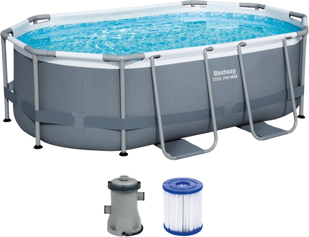 Best Way Pool Set Grau 305 x 200 x 84 cm Stahl 42007937 Bild 1