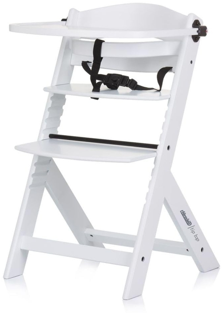 Chipolino Kinderhochstuhl Tip Top, Holz, verstellbar, Tisch, Gurt, Treppenstuhl weiß Bild 1