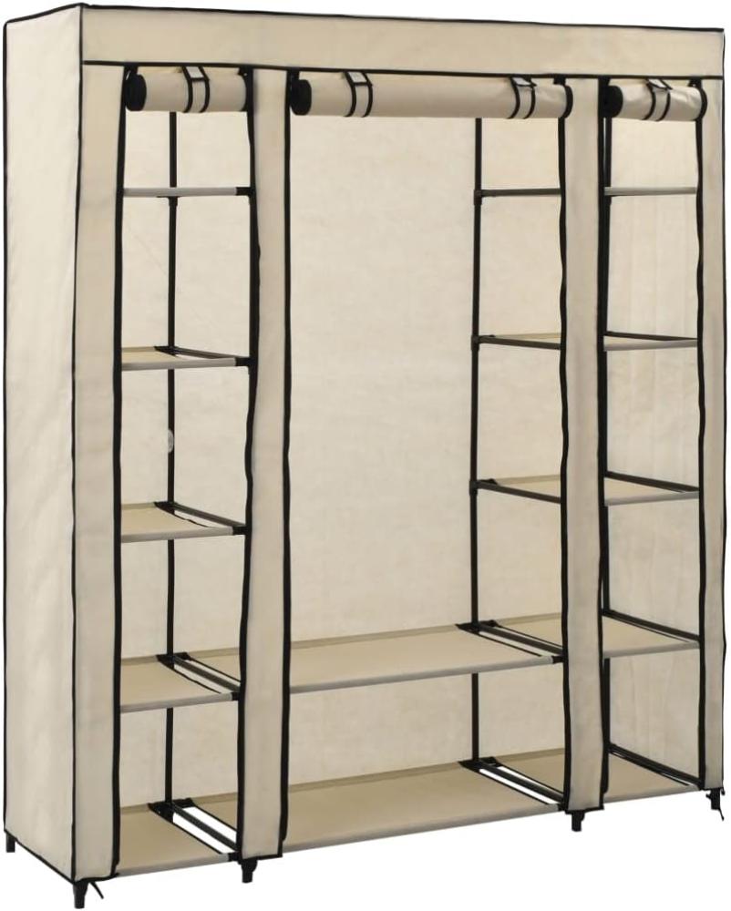 vidaXL Stoffschrank mit Fächern Kleiderstangen Creme 150x45x176cm 282435 Bild 1